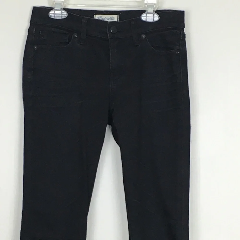Madewell 8” Skinny‎ Black Jeans Rip Knee Raw Hem 26
